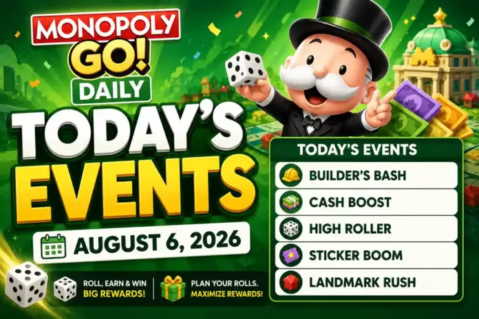 Todays Events featured Image for August 6, 2026 on Monopolygodaily_com Today's Events